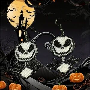 Hand Crafted MIYUKI 1.3mm Skeleton King Glass Seed Bead Earrings By GrandmaMia